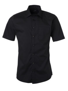 Ladies Shirt Shortsleeve Poplin James & Nicholson - black