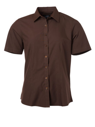 Ladies Shirt Shortsleeve Poplin James & Nicholson - brown