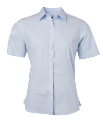 Ladies Shirt Shortsleeve Poplin James & Nicholson - light blue