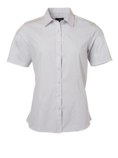 Ladies Shirt Shortsleeve Poplin James & Nicholson - light grey