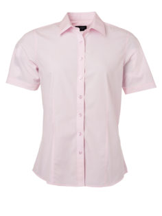 Ladies Shirt Shortsleeve Poplin James & Nicholson - light pink