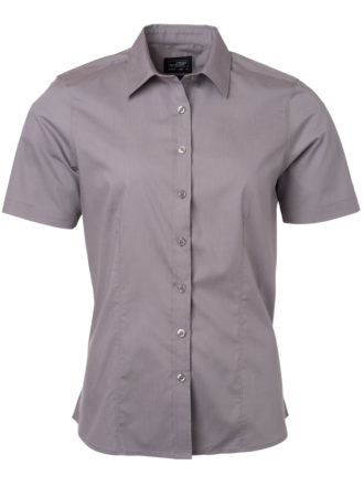 Ladies Shirt Shortsleeve Poplin James & Nicholson - steel grey