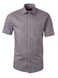 Ladies Shirt Shortsleeve Poplin James & Nicholson - steel grey