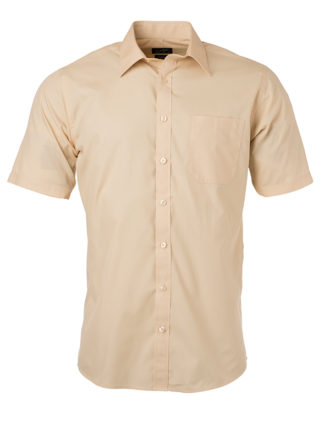 Ladies Shirt Shortsleeve Poplin James & Nicholson - stone