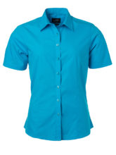 Ladies Shirt Shortsleeve Poplin James & Nicholson - turquoise