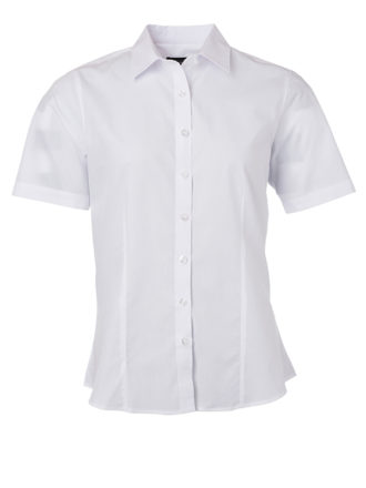Ladies Shirt Shortsleeve Poplin James & Nicholson - white