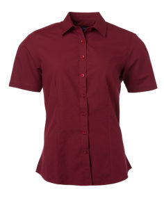 Ladies Shirt Shortsleeve Poplin James & Nicholson - wine