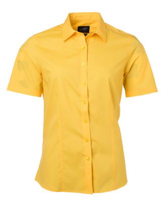 Ladies Shirt Shortsleeve Poplin James & Nicholson - yellow