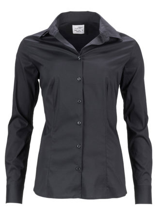 Ladies Shirt Slim Fit James & Nicholson - black