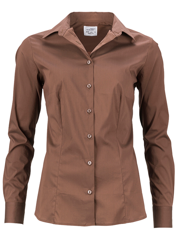 Ladies Shirt Slim Fit James & Nicholson - brown