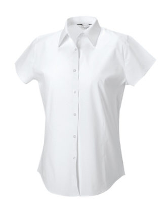 Ladies Short Sleeve Fitted Shirt Russel - white