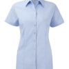 Ladies Short Sleeve Herringbone Shirt Russel - light blue