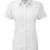 Ladies Short Sleeve Herringbone Shirt Russel - white