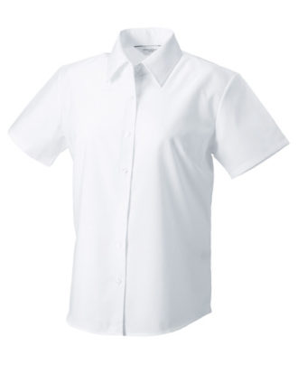 Ladies Short Sleeve Oxford Shirt Russel - white