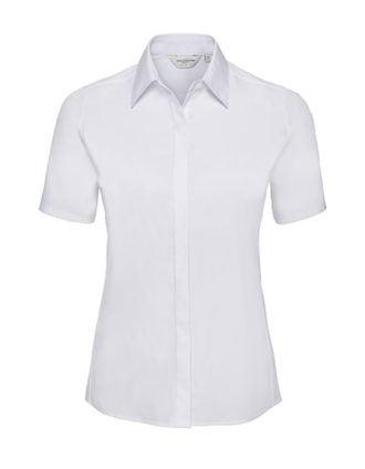 Ladies Short Sleeve Ultimate Stretch Shirt Russel - white