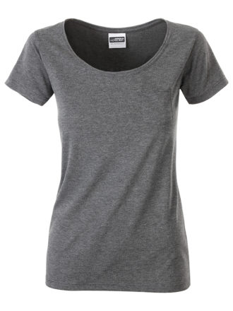 Ladies T Pocket James & Nicholson - black heather