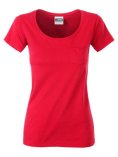 Ladies T Pocket James & Nicholson - red