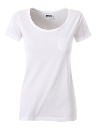 Ladies T Pocket James & Nicholson - white