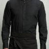 Mens Bar Shirt Mandarin Collar Long Sleeve Bargear - black