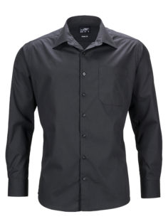 Mens Business Shirt Long Sleeved James & Nicholson - black