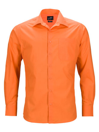 Mens Business Shirt Long Sleeved James & Nicholson - orange