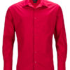 Mens Business Shirt Long Sleeved James & Nicholson - red