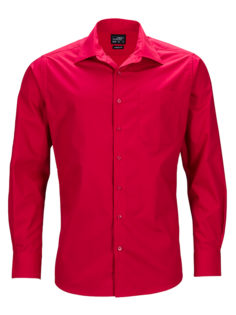 Mens Business Shirt Long Sleeved James & Nicholson - red