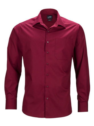 Mens Business Shirt Long Sleeved James & Nicholson - wine