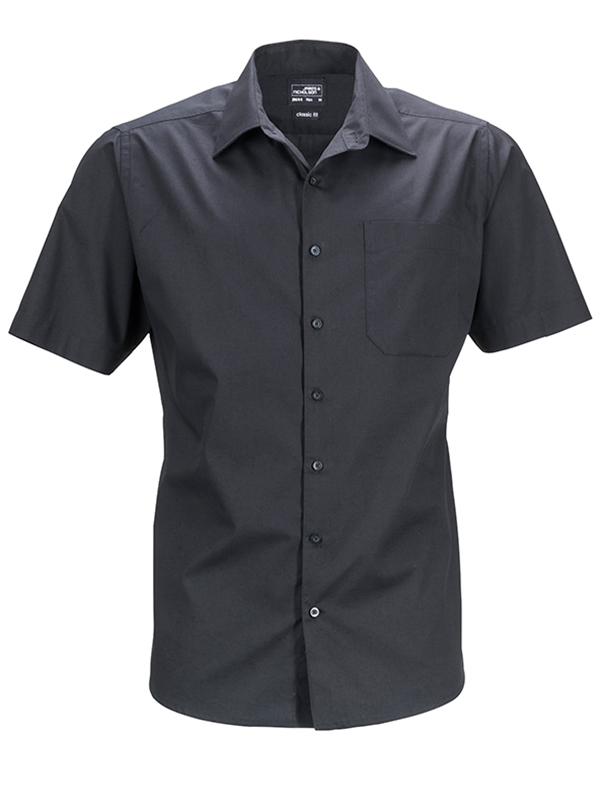 Mens Business Shirt Short Sleeved James & Nicholson - black