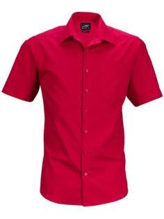 Mens Business Shirt Short Sleeved James & Nicholson - red
