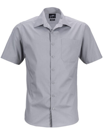 Mens Business Shirt Short Sleeved James & Nicholson - steel