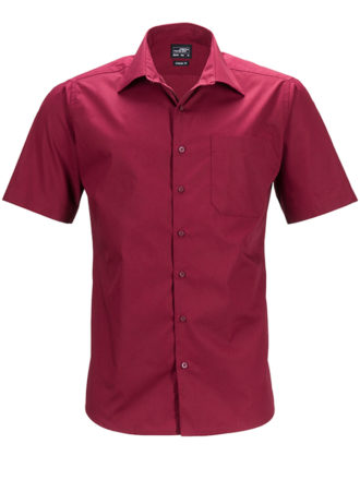 Mens Business Shirt Short Sleeved James & Nicholson - wine