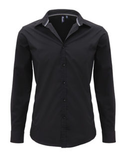 Mens Long Sleeve Fitted Friday Bar Shirt Premier - black