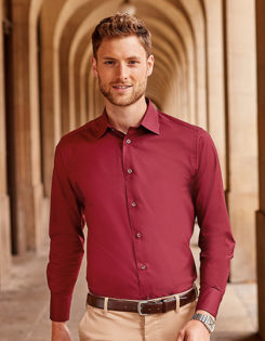 Mens Long Sleeve Fitted Shirt Russel - port