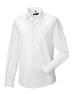 Mens Long Sleeve Fitted Shirt Russel - white