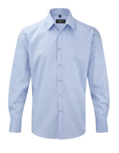 Mens Long Sleeve Herringbone Shirt Russel - light blue