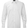 Mens Long Sleeve Herringbone Shirt Russel - white