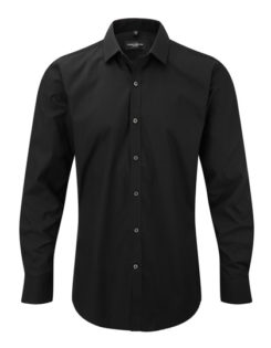 Mens Long Sleeve Ultimate Stretch Shirt Russel - black