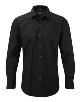 Mens Long Sleeve Ultimate Stretch Shirt Russel - black