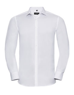 Mens Long Sleeve Ultimate Stretch Shirt Russel - white