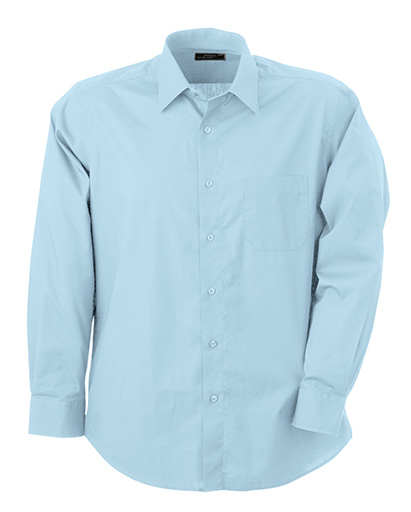 Mens Shirt Classic Fit Long James & Nicholson - light blue