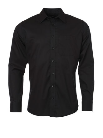 Mens Shirt Longsleeve Oxford James & Nicholson - black