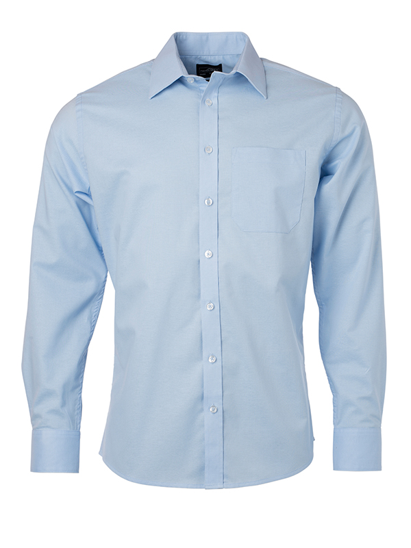 Mens Shirt Longsleeve Oxford James & Nicholson - light blue