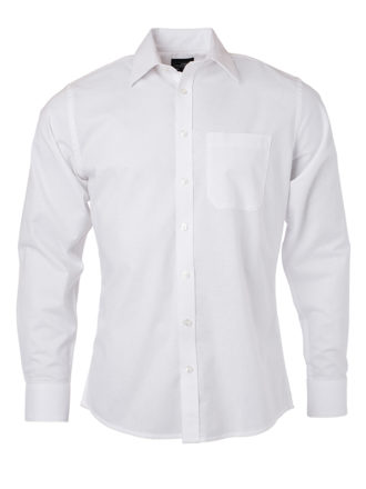 Mens Shirt Longsleeve Oxford James & Nicholson - white