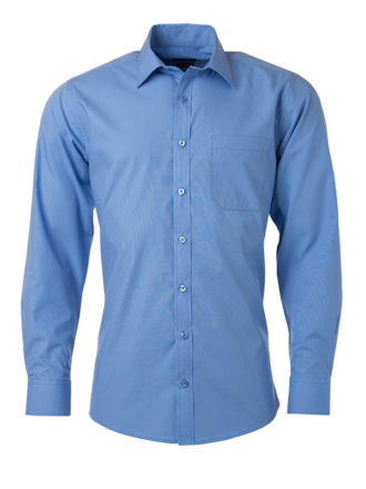 Mens Shirt Longsleeve Poplin James & Nicholson - aqua