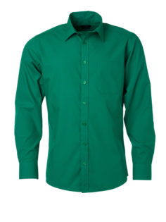 Mens Shirt Longsleeve Poplin James & Nicholson - irish green