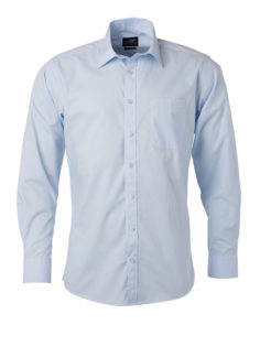 Mens Shirt Longsleeve Poplin James & Nicholson - light blue
