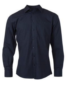 Mens Shirt Longsleeve Poplin James & Nicholson - navy