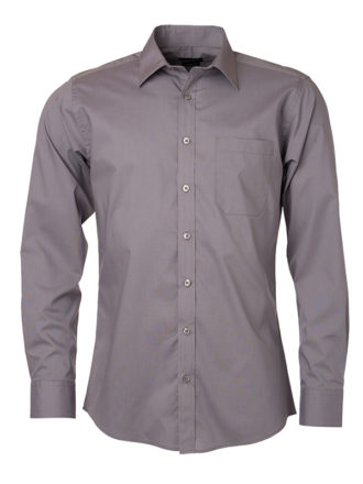 Mens Shirt Longsleeve Poplin James & Nicholson - steel grey