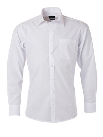 Mens Shirt Longsleeve Poplin James & Nicholson - white